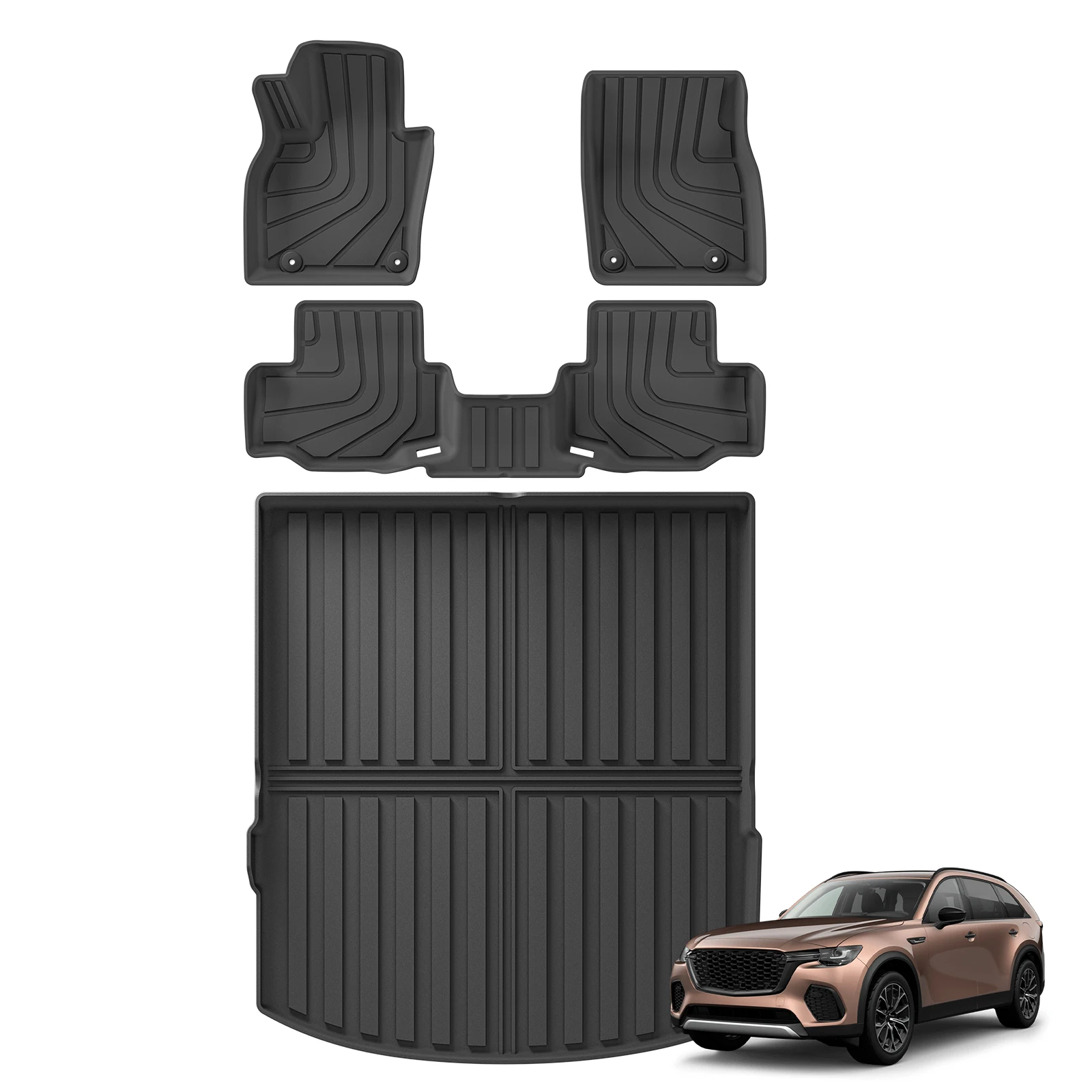 ZUNDUO マツダ CX70 CX-70 PHEV 2025 TPE 3D 車のフロアマットトランクパッド防水保護フットパッド左ハンドル