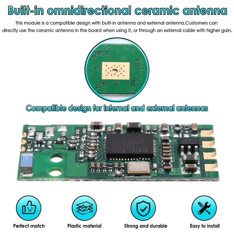 USB Wifi Module RTL8188CUS Wireless Network Card Module W2 Onboard Ceramic Antenna