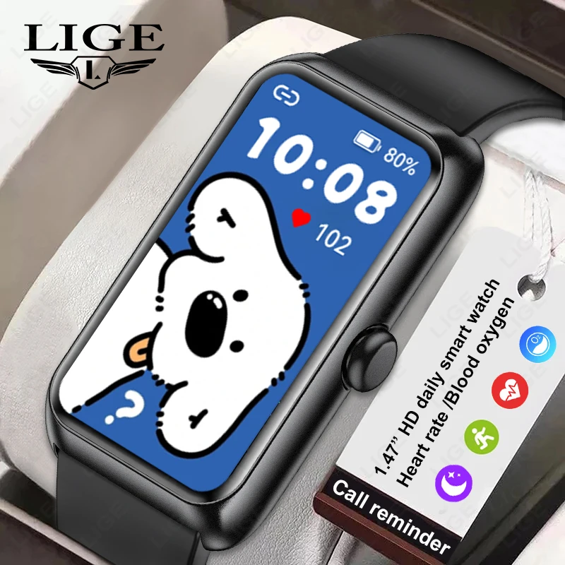 

LIGE Sports Fitness Bracelet Smart Watch Pedometer Health Monitor BT Call Custom Dials Music Control Smart Band for Android iOS
