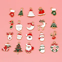 (20Pcs/pack)Mixed Metal Pendants Christmas Mini Decoration Semi-finished Crafts Xmas Christmas Tree Elements Hanging DIY