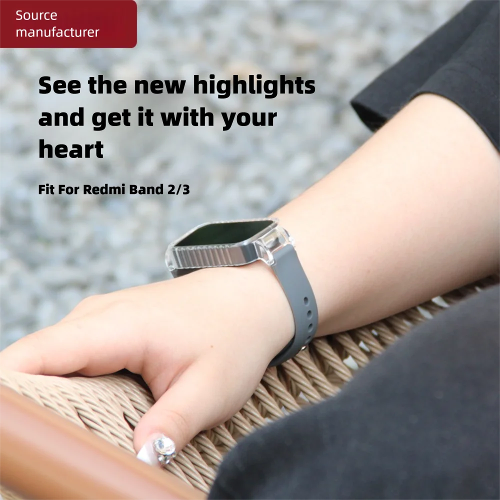 Watch Strap with Reverse-buckle & Protective Case For Redmi Band 2/3 Quick Release Breathable Silicone Smart Wristband Unisex