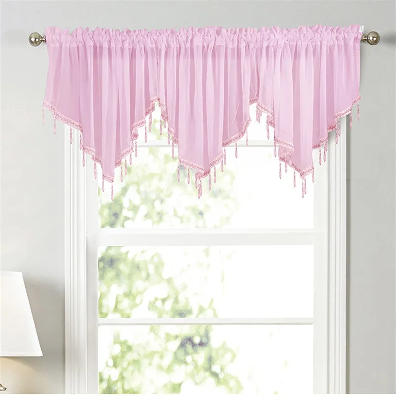 1Pc Pastoral Style Triangle Shape Kitchen Short Curtain Window Valance Drape Coffee Bedroom Home Decor Sheer Tulle Short Curtain