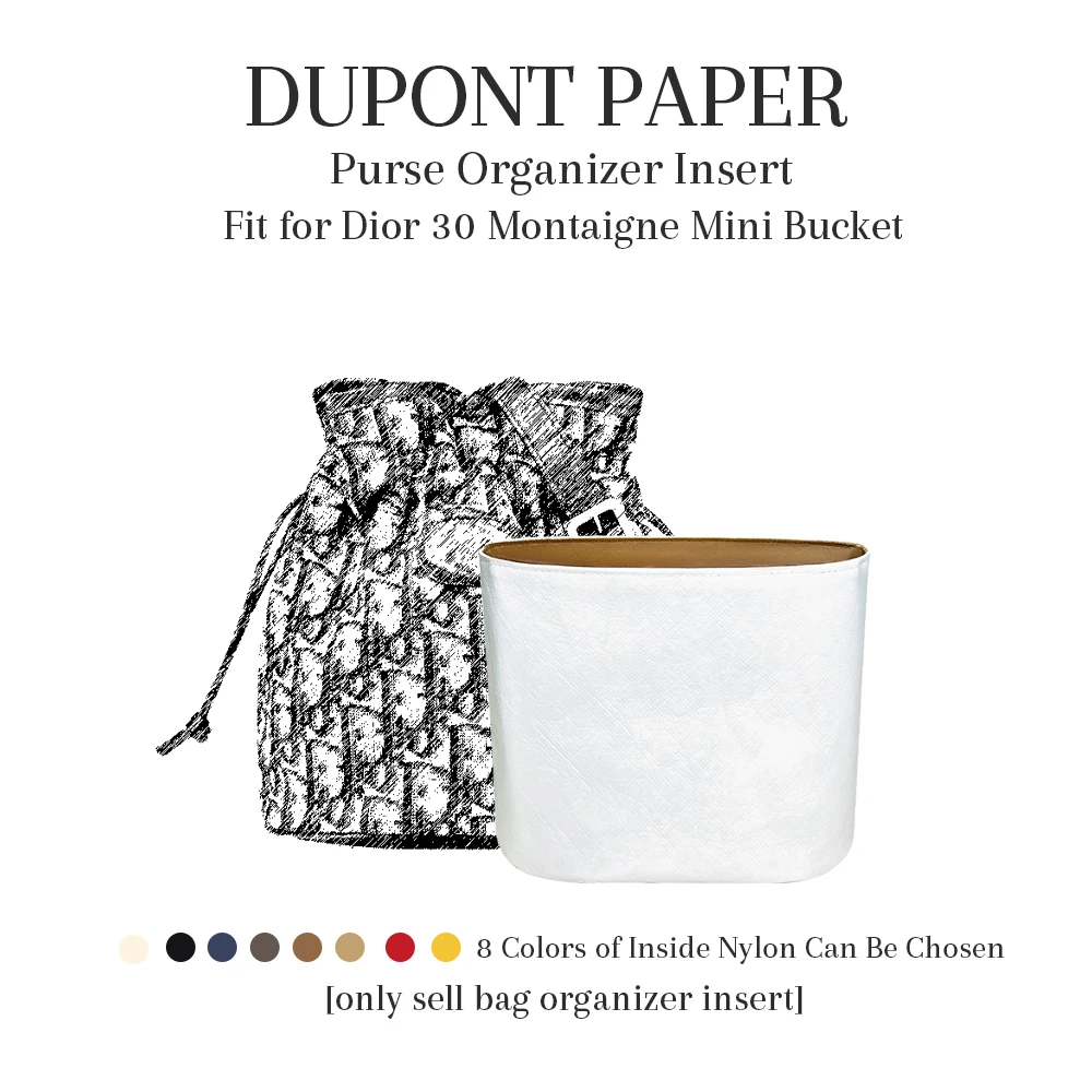 

Hot Purse Organizer Insert Fit for Dior 30Montaigne Mini Bucket, Dupont Paper Inside Storage Bag Organizer Insert Inner Bag
