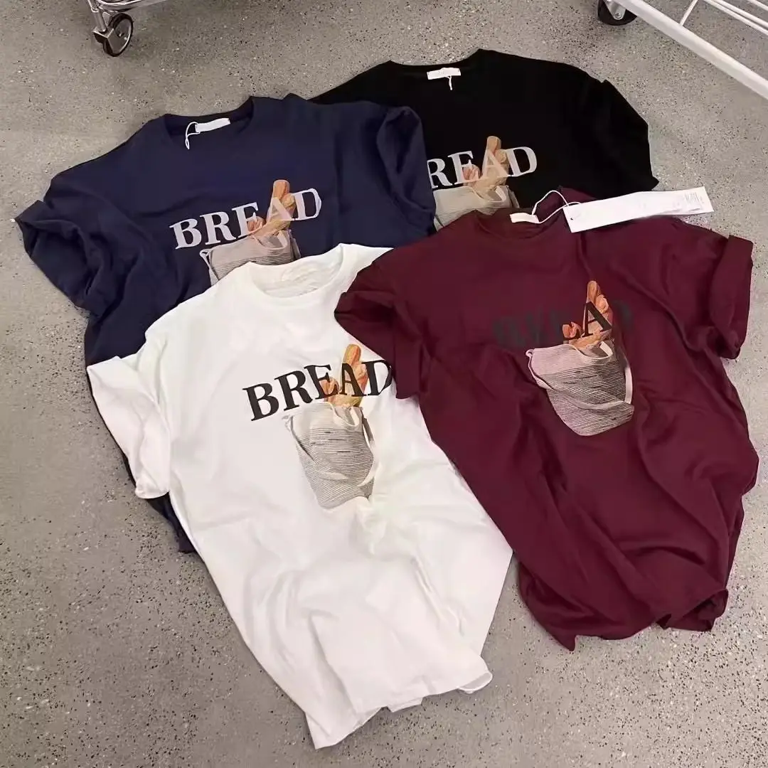 

Spring and Summer New Fashion Design Sense Casual Loose Bread Printing Round Neck Short Sleeve T-shirt Men's Pure Cotton Fashion