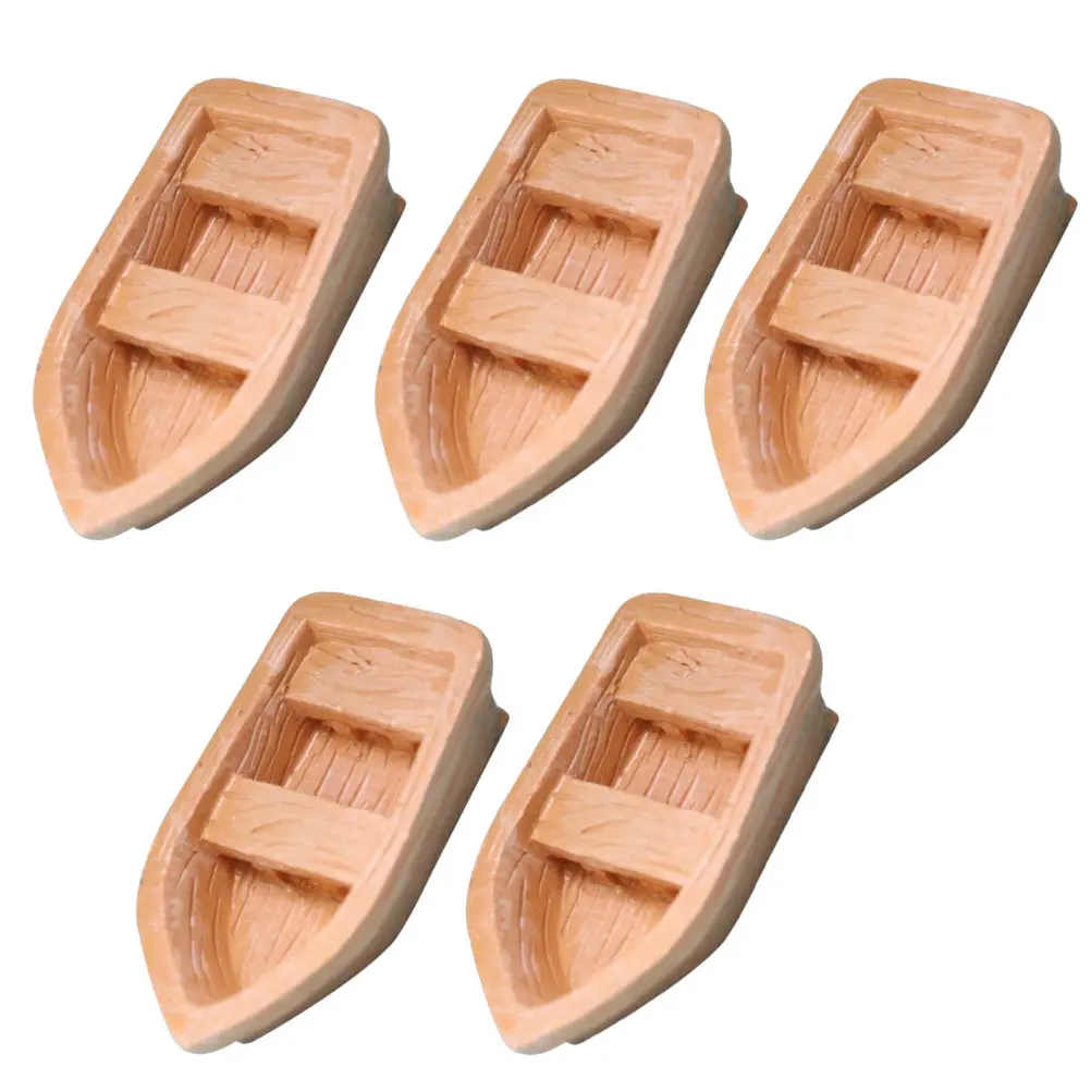 

5Pcs Mini Resin Ship Ornaments Lifelike Eco Resin Craft for Dollhouse Micro Landscape Fairy Garden Decor Small Boat Decoration