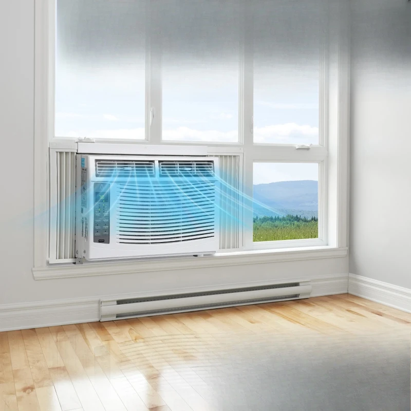 Unidades de Aire Acondicionado de Ventana de 6000 BTU para Espacios de hasta 250 Pies Cuadrados Aire Acondicionado de Ventana de 115V con Control Remoto, Bajo Nivel de Ruido de 50db, Temporizador de 24H