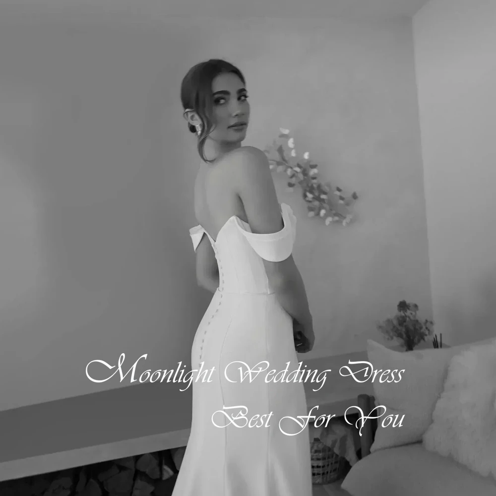 Simple Pleat Off The Shoulder Mermaid Wedding Dress Women 2026 High Side Slit Open Back Bridal Gown Vestidos De Novia Customized