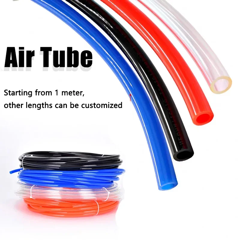 1m Transparent PU Hose Pneumatic Tube Air Hose Polyurethane Pipe 4mm 6mm 8mm 10mm 12mm 16mm Blue Black Any Length Red