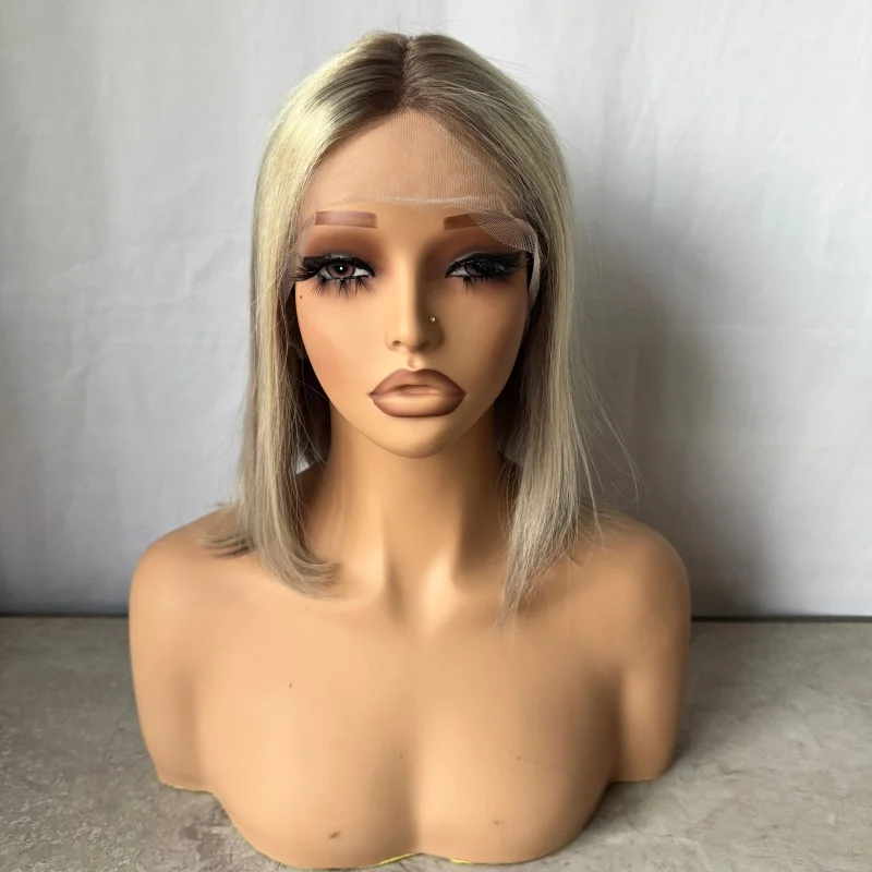 T جزء 13x1 HD شقراء بوب شعر مستعار شعر الإنسان الدانتيل الباروكة الأمامية البرازيلي مستقيم بوب شعر مستعار الدانتيل الجبهة خصلات الشعر المستعار الإنسان للنساء