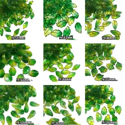 New 30/50PCS Glass Leaf Beads for Jewelry Lampwork Green Leaves Beads For Making Bracelet Necklace Handmade DIY Accessories Bulk