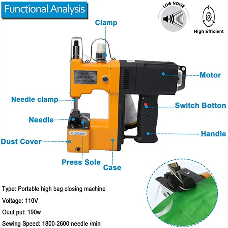 GK9-890 High Speed Handheld Electric Bag Closer Portable Sack Sewing Machine for Jute Woven PP Bag