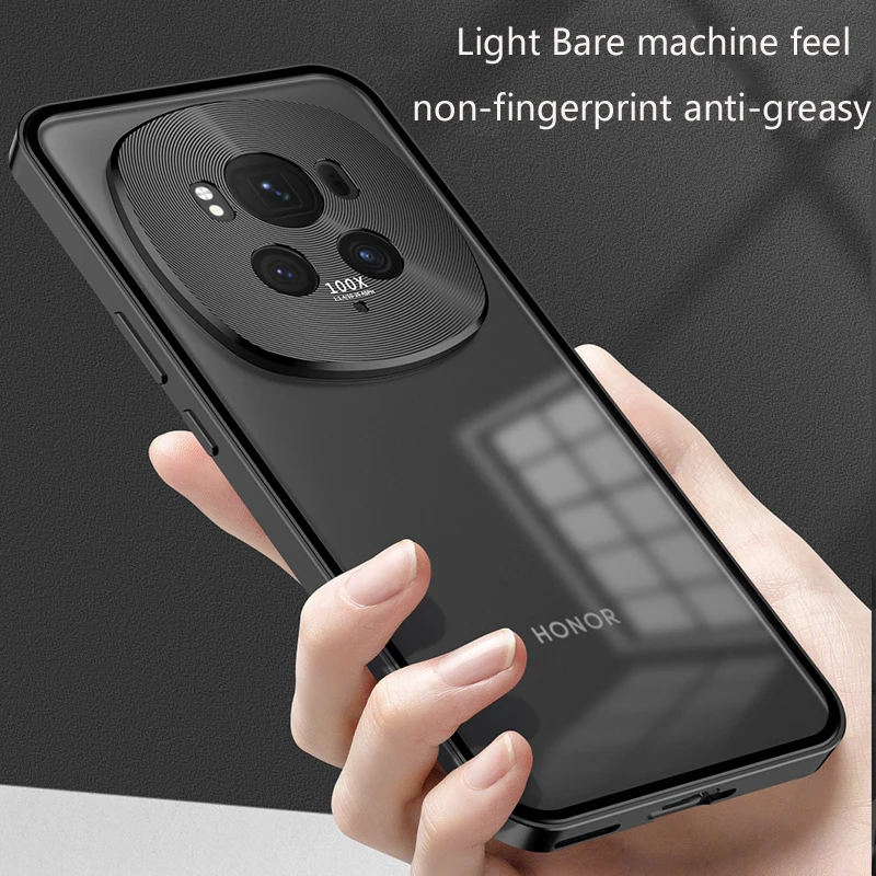 Metal Phone Case lock buckle For Honor 300 200 90 Smart Magic 7 6 Pro X9C X7b Single sided Matte Clear Back Protect Cover cases