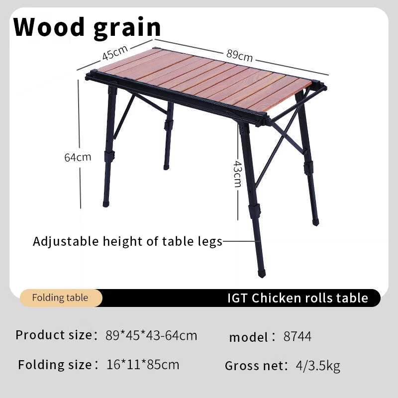 Camping Egg Roll Table Outdoor Table and Chair Camping Equipment Aluminum Alloy Table Folding Picnic Table