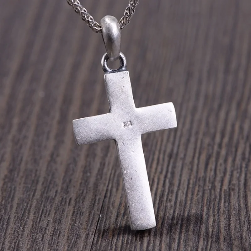 S990 Sterling Silver Charms Pendants for Women Men New Fashion Acient Matte Craft Cross Jewelry