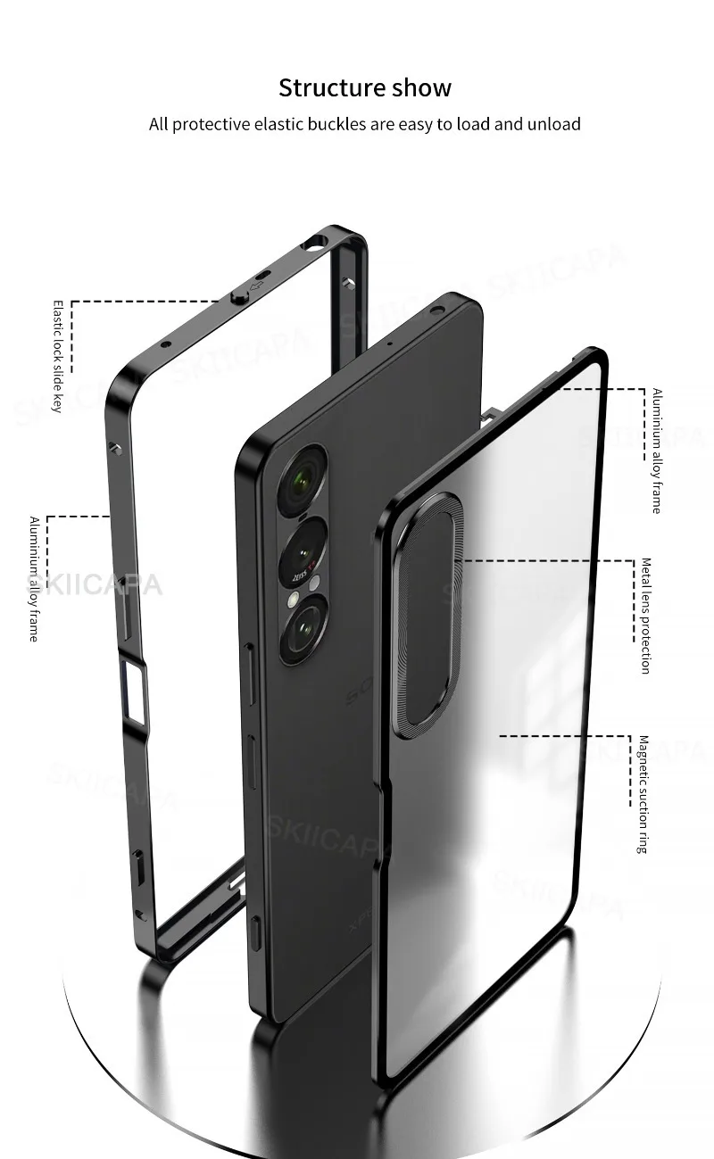 Shockproof Metal Phone Case For Sony Xperia 1 V II Aluminium Alloy Metal Frame Hard Matte Bumper Cover for Xperia 1 VI 1 V view 4