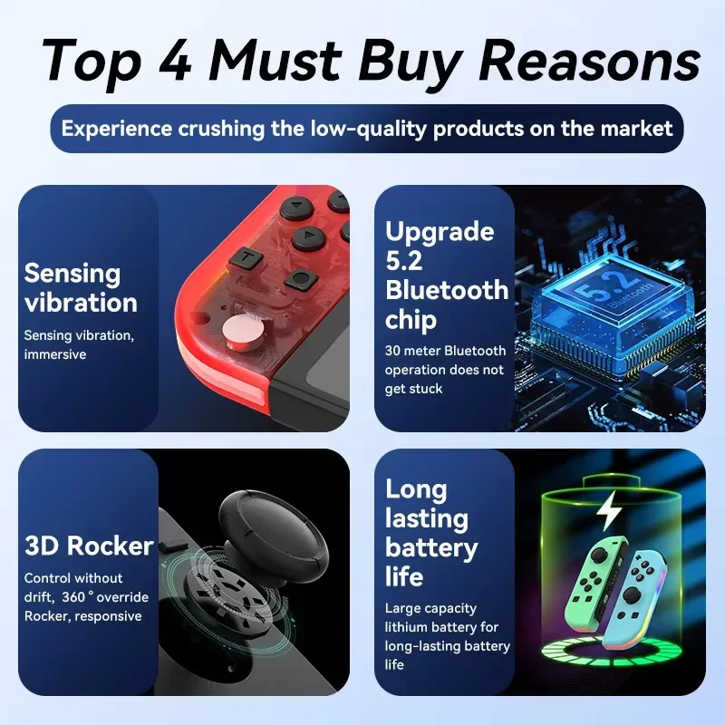 Switch Joypad for Nintendo Switch Oled Lite L/R Joy Controller with Dual Vibration Cons Gamepad