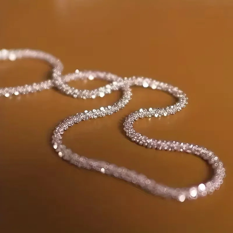 2.2mm Curb Chain Stainless Steel Sparkling Minimalist Chain Sky Star Necklace for Men and Women 45/50/55/60cm