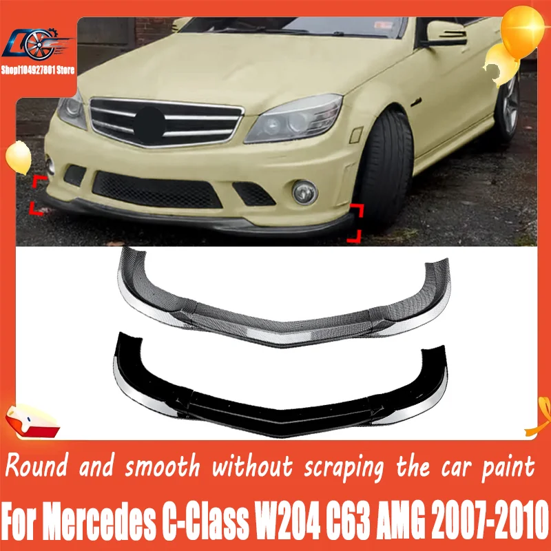 Premium Front Lip / Corner Splitter For Mercedes C-Class W204 C63 AMG 2007-2010  Aerodynamic Style, Perfect Fit.