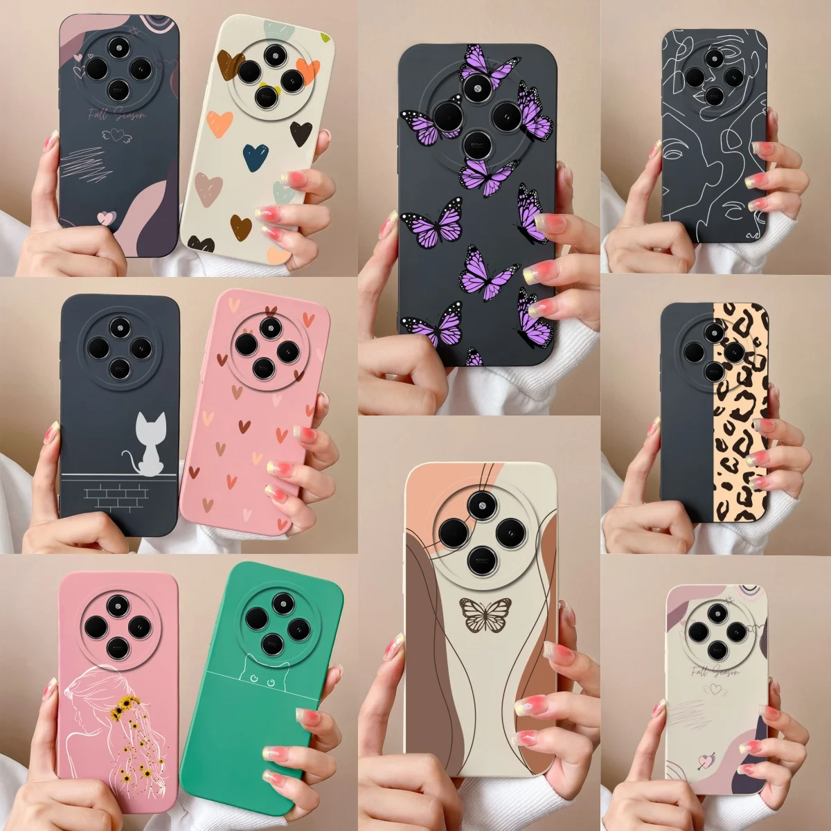 For Xiaomi Redmi 14C Case Love Heart Butterfly Back Cover For Redmi 14 C 4G Redmi14C Phone Housing Soft Liquid Silicone Fundas