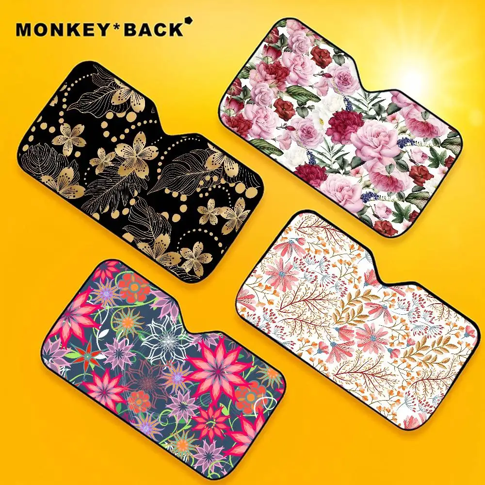

Flowers Pattern Auto Windshield Sun Shade Personalized Picture Block UV Rays Sun Visor Protector Car Sunshade