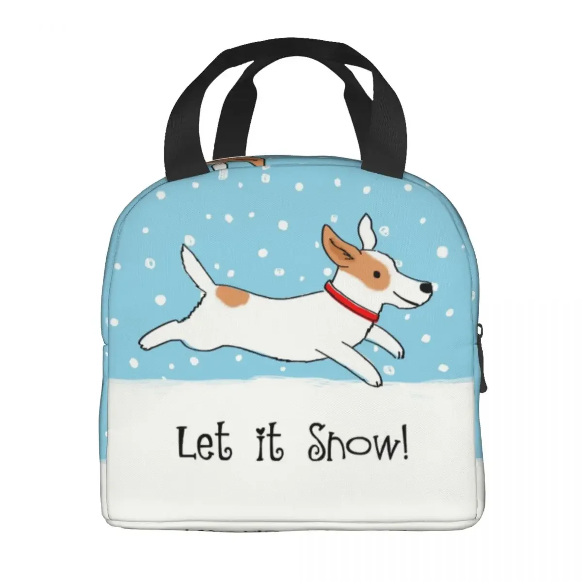 Cute Jack Russell Terrier Insulated Lunch Bags for Women Snow Dog Holiday Cooler Thermal Food Lunch Box Kids School Children