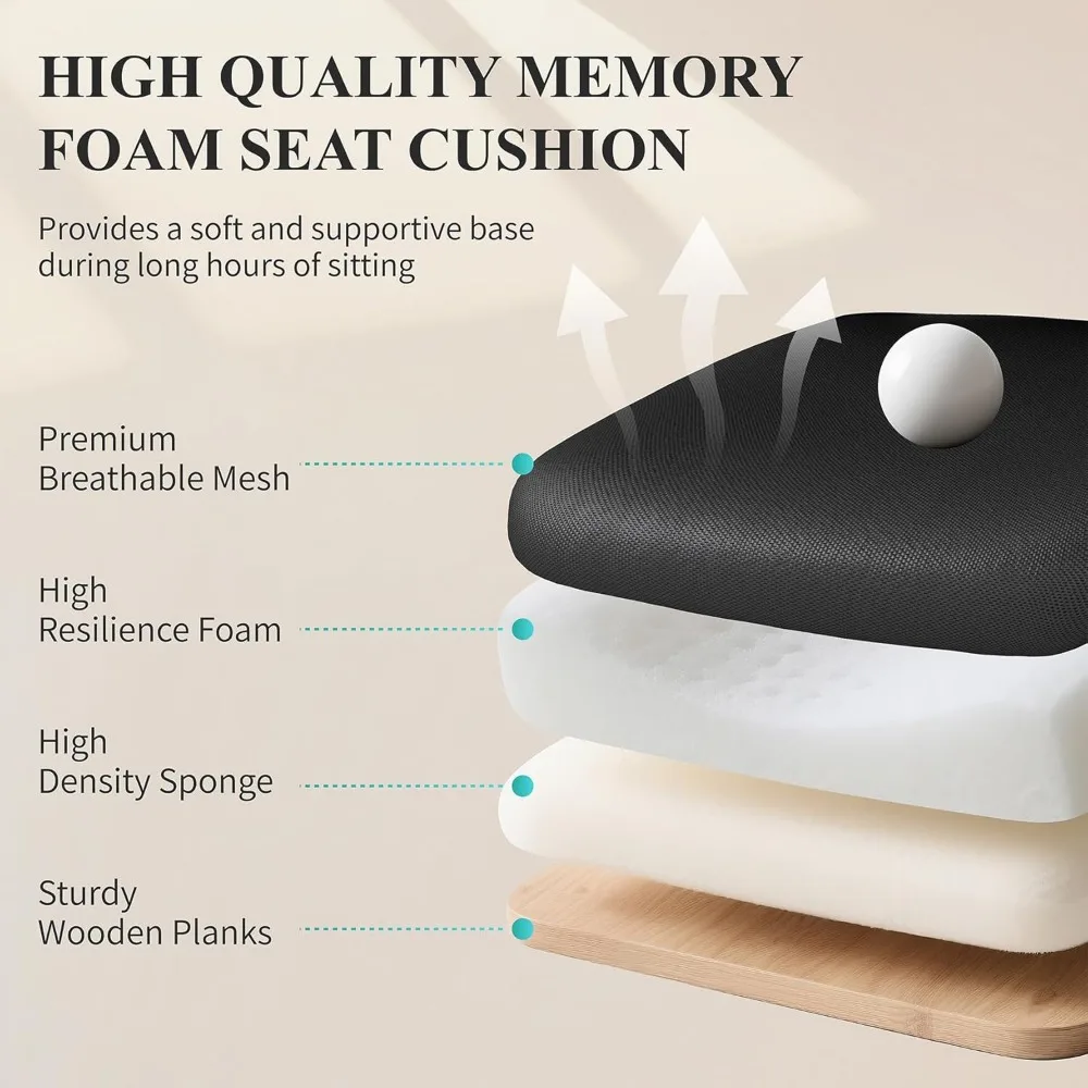 Cadeira de escritório de malha flysky, cadeiras ergonômicas de mesa de computador para escritório doméstico - com apoios de braço dobráveis confortáveis/confortáveis, suprimentos lombares