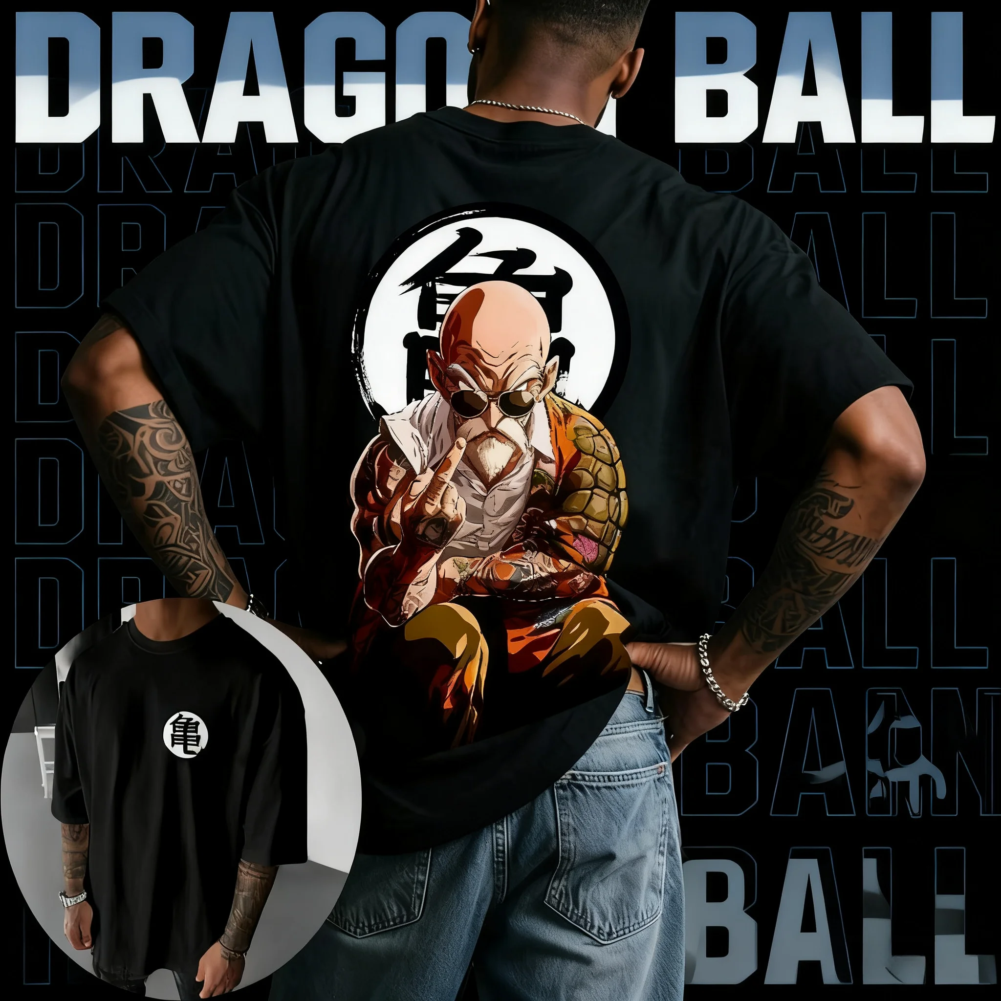 2025-verao-dragon-ball-master-roshi-100-algodao-impresso-camiseta-masculina-novo-anime-impresso-casual-japones-solto-plus-size-topo-y2k