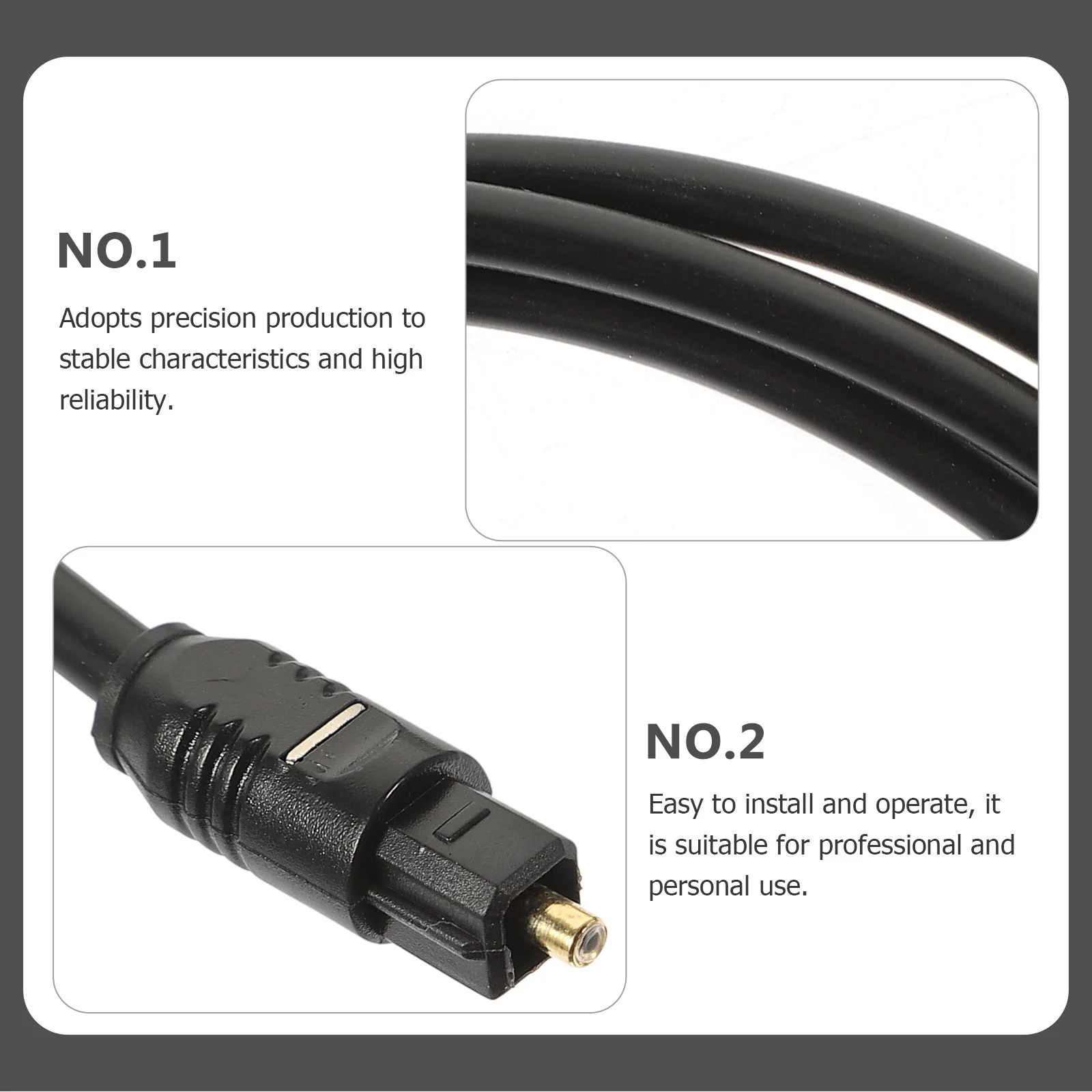 

2pcs Optical Audio Cable 1.5M Fiber Digital Audio Cord Male To Male For Game Console Sound Bar High Grade Pmmc Smooth