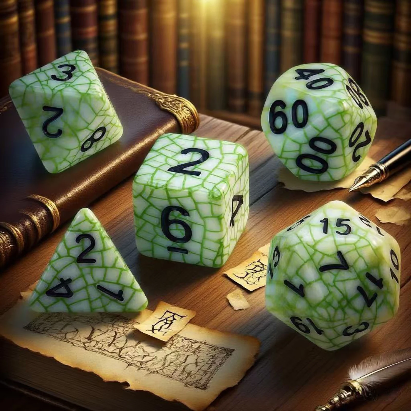 7-Piece Polyhedral Grid-Patterned Board Game Dice - Ideal Holiday Gift for Families (Halloween & Christmas) with Carry Bag