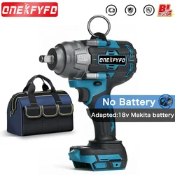 ONEKFYFD 1000 N.M High Torque Brushless Cordless Electric Impact Wrench 1/2 in Lithium-Ion Battery for Makita 18V Battery