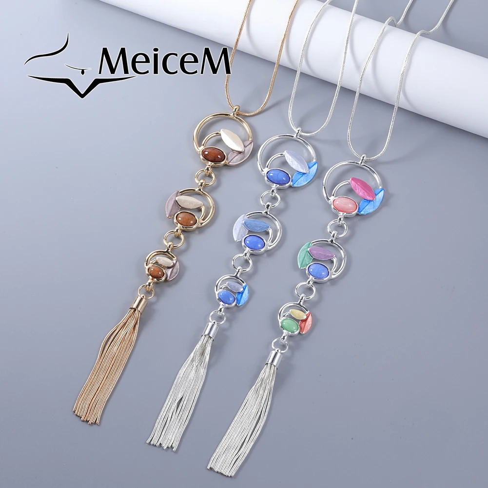 Meicem 2024 Women Resin Pendant Necklace New Design Long Necklace Mother\'s Day Gift Women\'s Necklaces for Women Party Holiday