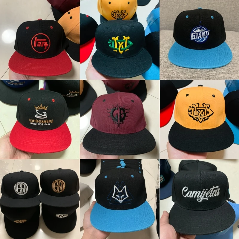 Custom Logo Snapback Cap Team Embroidery Monogram Personalized Logo Men Women Gorras Hip Hop Bone DIY Snapback Hat