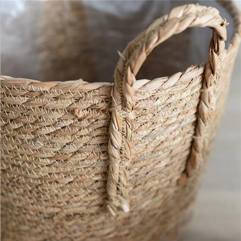 

【Rushed】4X Straw Storage Basket Rattan Floor Flower Pot Crafts Decoration Modern Home Living Room Bedroom Shop Flower Basket