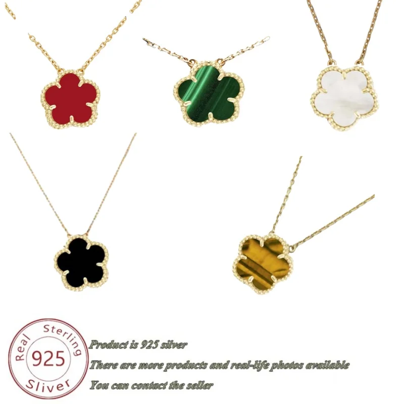 قلادة من الفضة الإسترليني عيار 925 بأربع أوراق البرسيم مع شعار VAN: رمز مثالي للأناقة والحظ #1