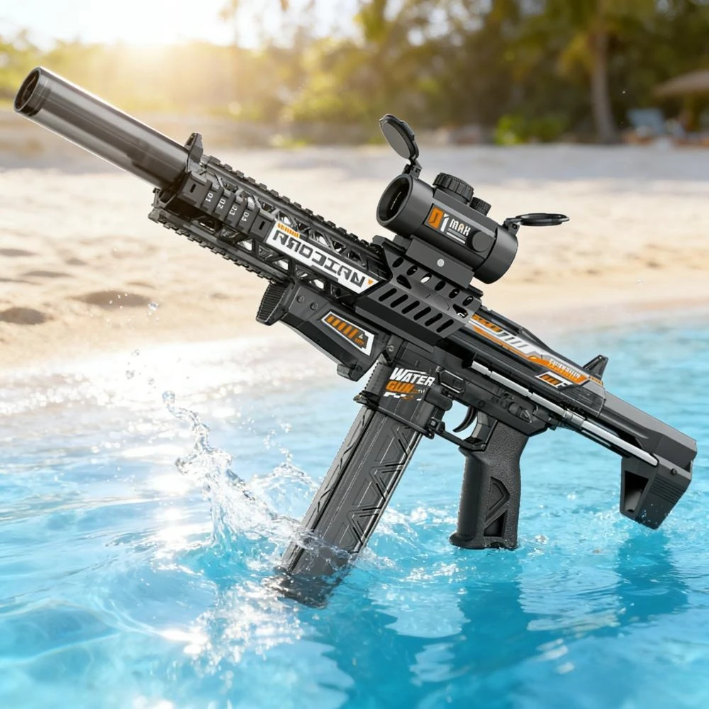 MK9 Automatic Electric Water Gun with Retractable Stock and Recoil Mechanism Summer Outdoor Water Toys for Kids