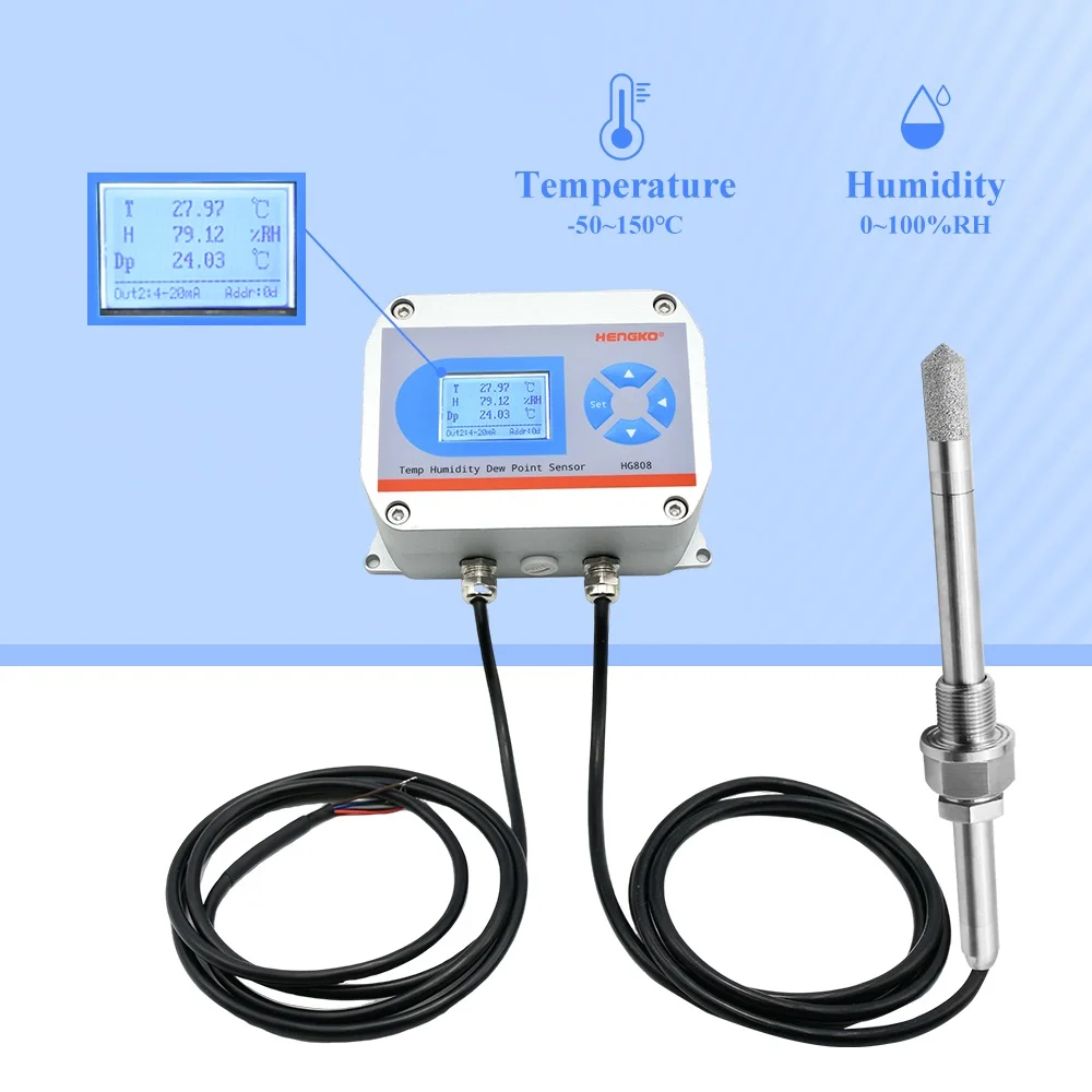 

HG808C SS Probe -50 to 150 Celsius Precise Stable Rs485 4-20ma 0-5V 0-10V Temperature and Humidity Transmitter