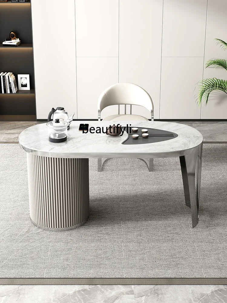 

Minimalist Stone Plate Tea Table Office Home Living Room Balcony Kung Fu Small Tea Table Tea Chair Combination