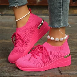 Women Causal Sneakers Summer Shoes Woman Mesh Fashion Breathable Lace Up Sports Shoes for Women Platform Walking Running Shoes