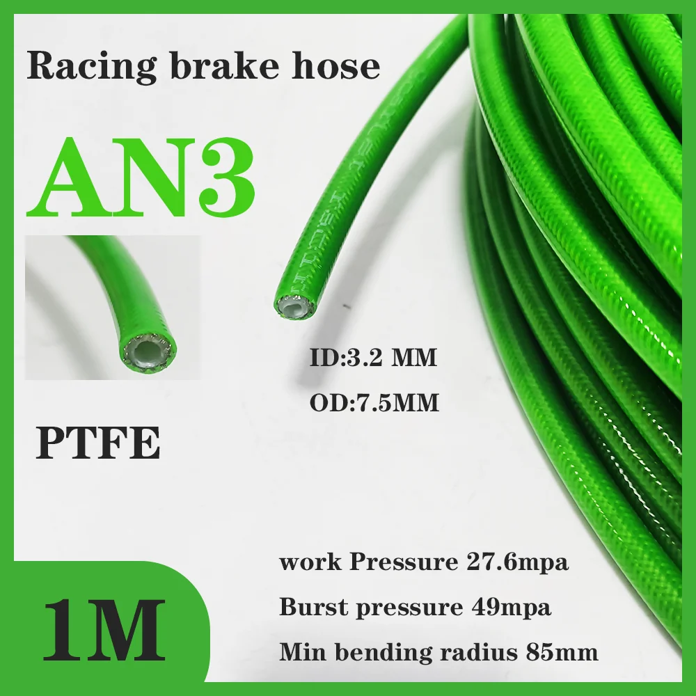 

1 м AN3 мотоциклетный Плетеный тормозной шланг из нержавеющей стали гидравлический шланг для жидкости Тормозная Линия ПТФЭ топливная трубка для газового масла Серебристая труба