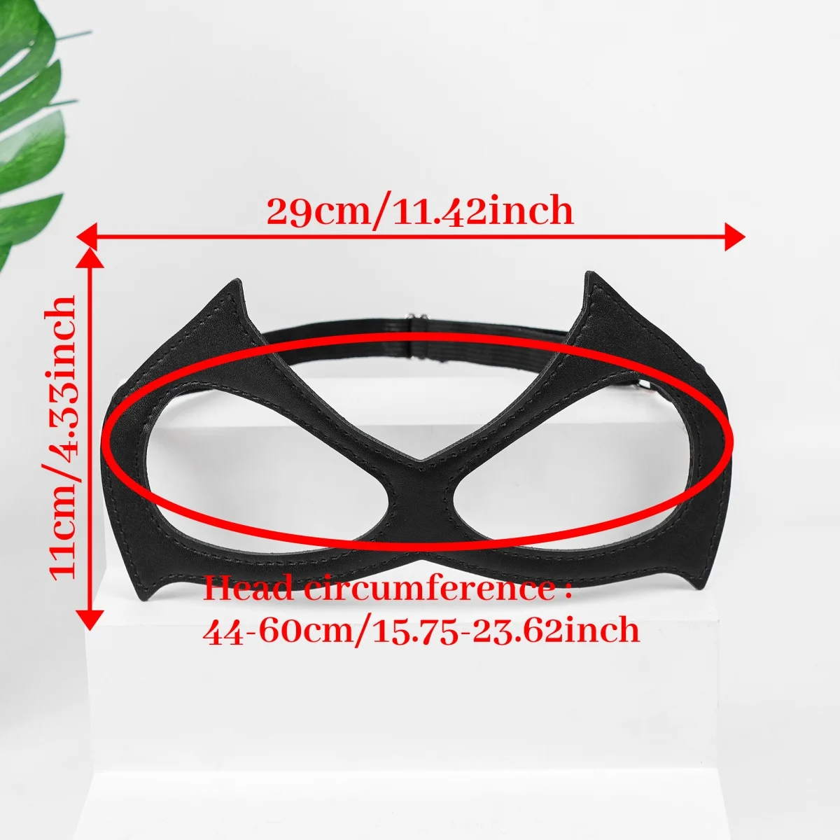 1 Stück Halbgesichts-Katzenaugen-Kostümmaske für Damen, schwarze Katzenmaske aus Kunstleder für Maskerade, Halloween-Party und Cosplay – Detail 6