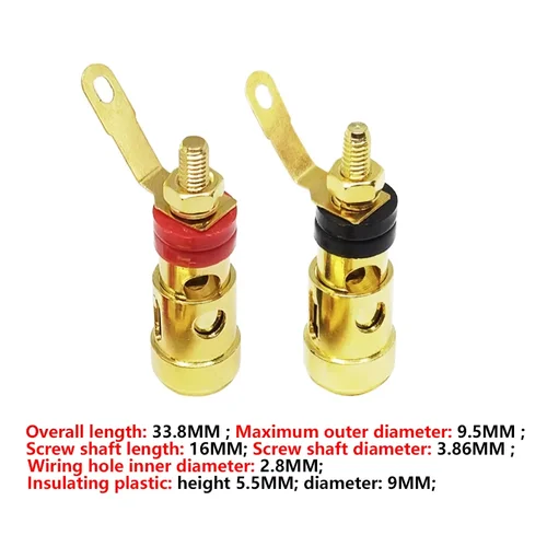 Imagen 2 del producto 4 Uds pequeño chapado en oro tipo empuje Terminal de resorte amplificador de altavoz resorte enchufe autoblocante