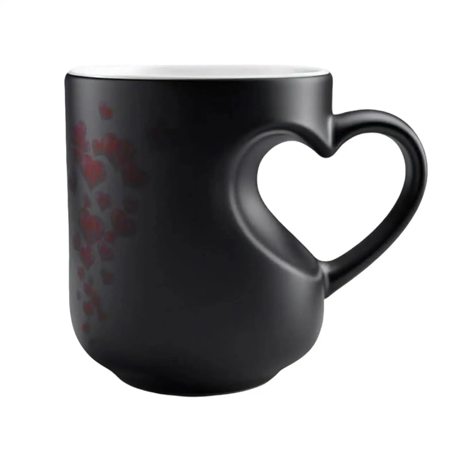 Color Changing Mug 325ml Heart Shape Beverage Container Ceramic Novelty Coffee Mugs with Handle for Couples Home Kitchen Travel