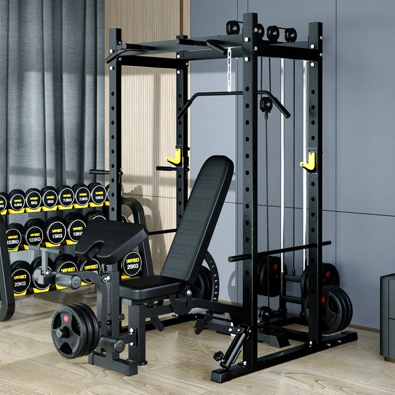 

Multi Functional Horizontal Push Frame Home Squatting Gantry Commercial Half Barbell Comprehensive Workout Smith Machine