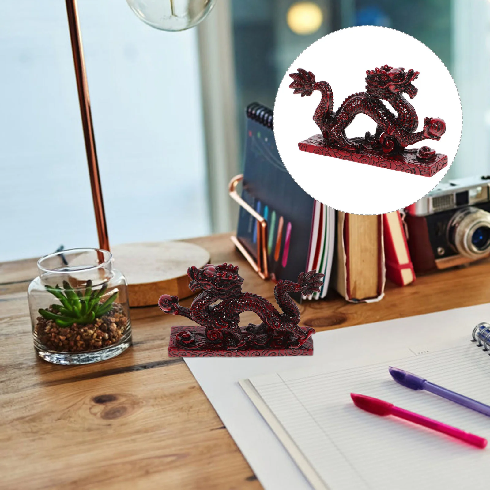 

Mascot Resin Dragon Statue Animal Chinese Desktop Dragons Figurine Red Miniature