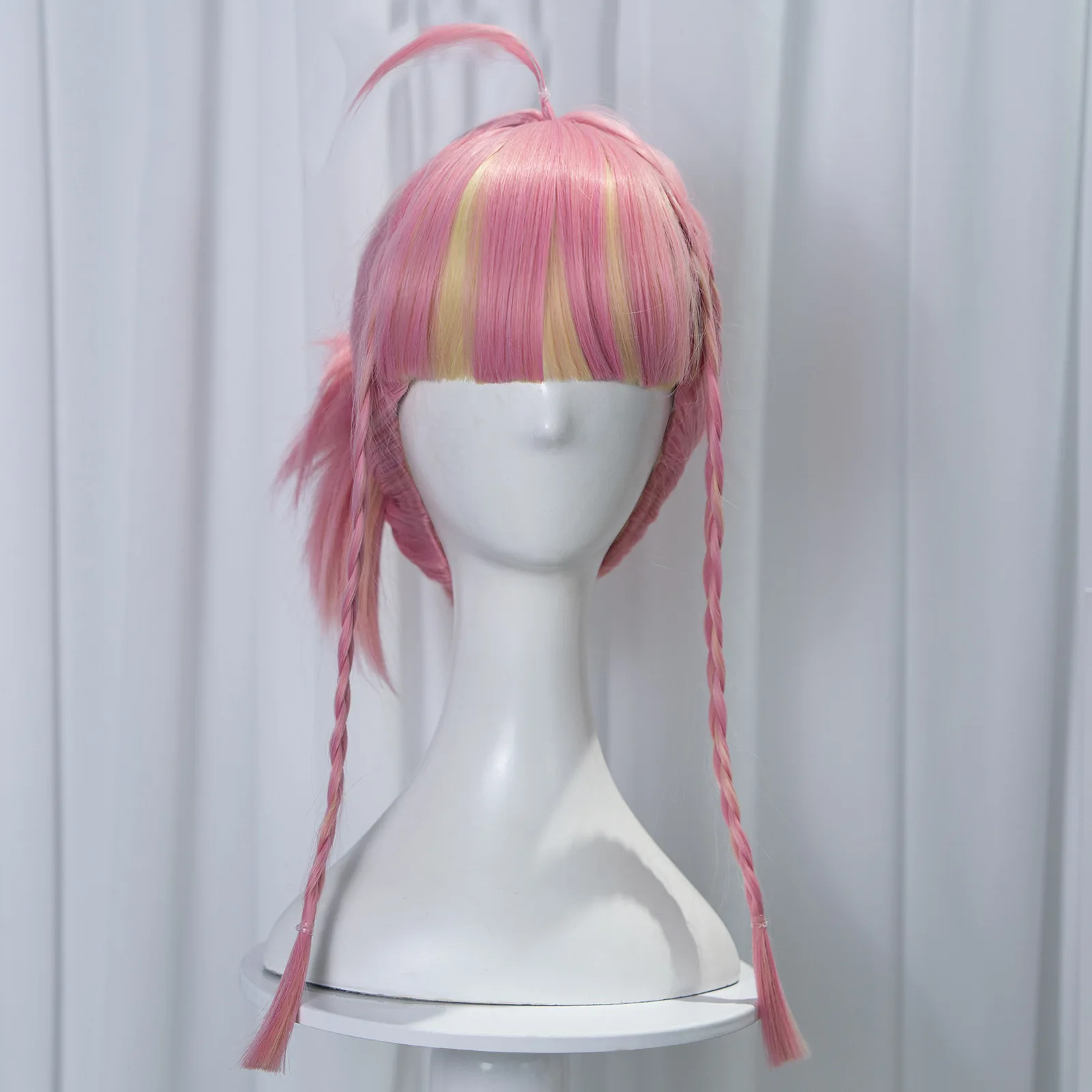 Parrucca cosplay Mercy Angela Ziegler Capelli sintetici Rosa Giallo con riflessi Parrucca da donna Parrucche resistenti al calore anime