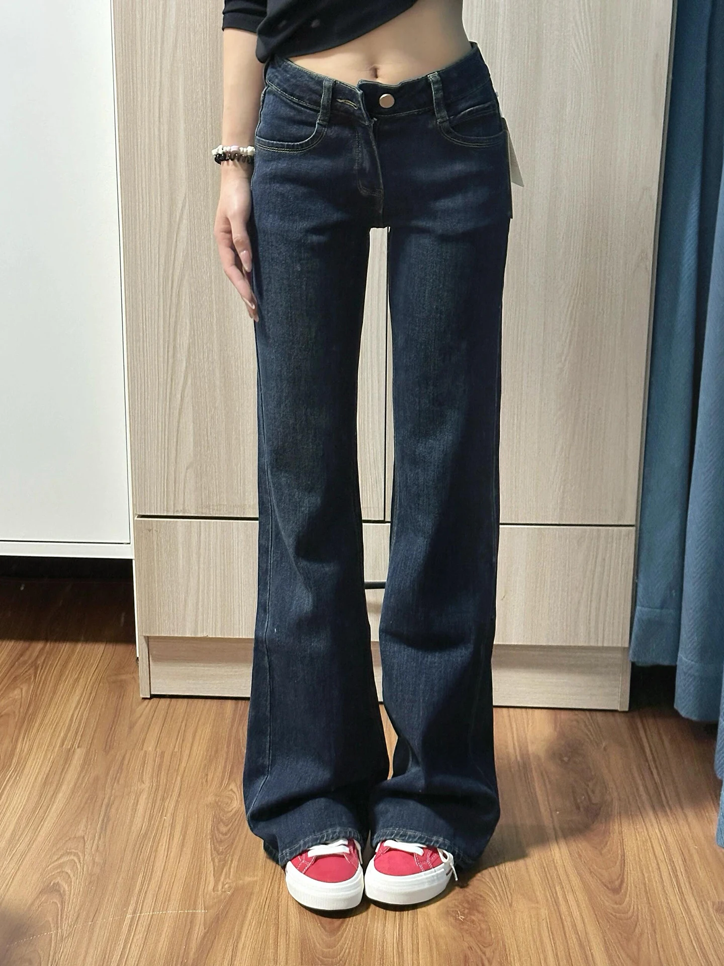 

Low Waist Stretchy Bell Bot Jeans Women's Spring 2026 Sle Slim Fit Bootcut Denim Pants American Sle Waed out Jeans