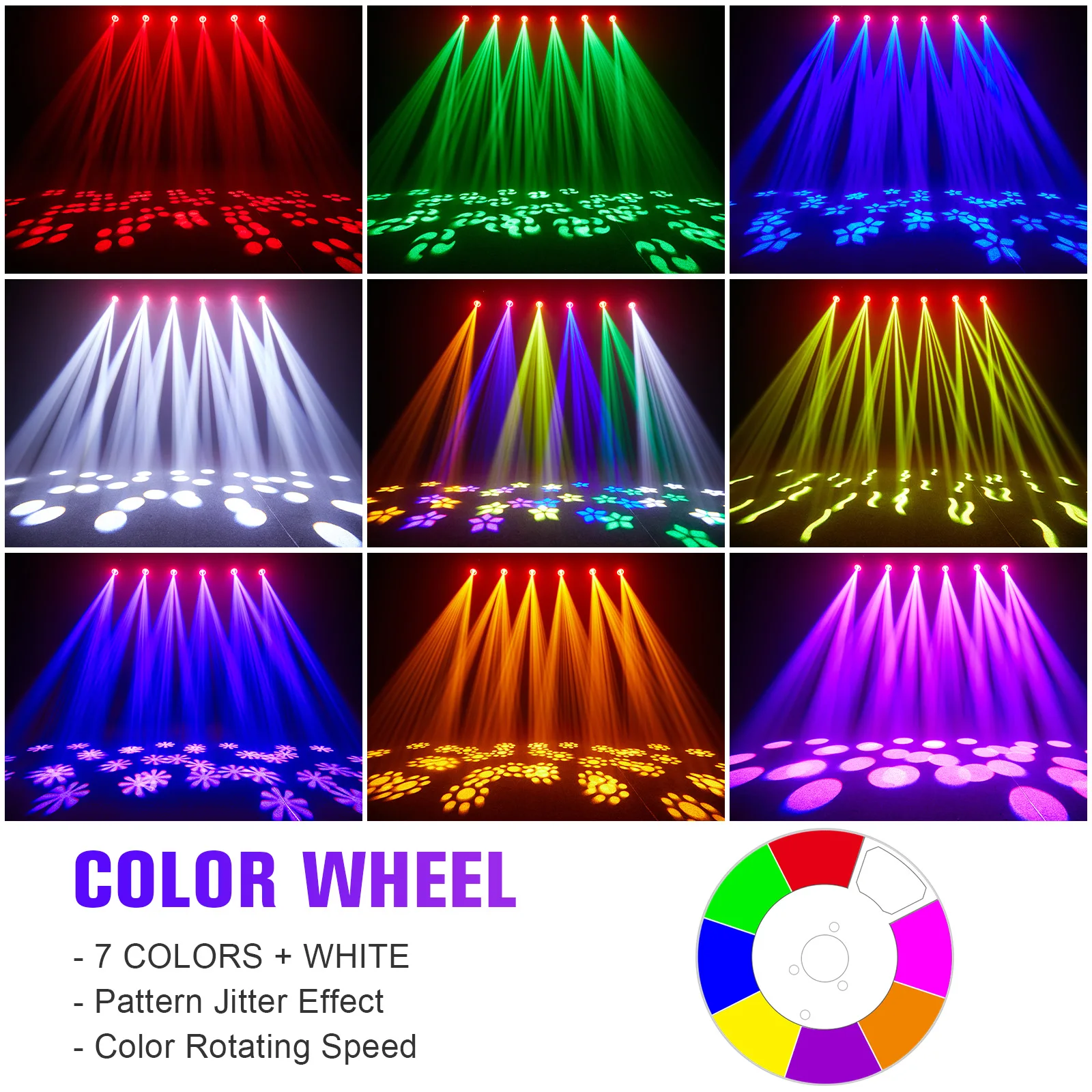 Yiflamefly-luces de escenario con cabezal móvil, luces de escenario con 16 prismas, 8GOBOs y 8 colores, DMX512, efecto arcoíris, DJ, para fiesta de boda, 100W