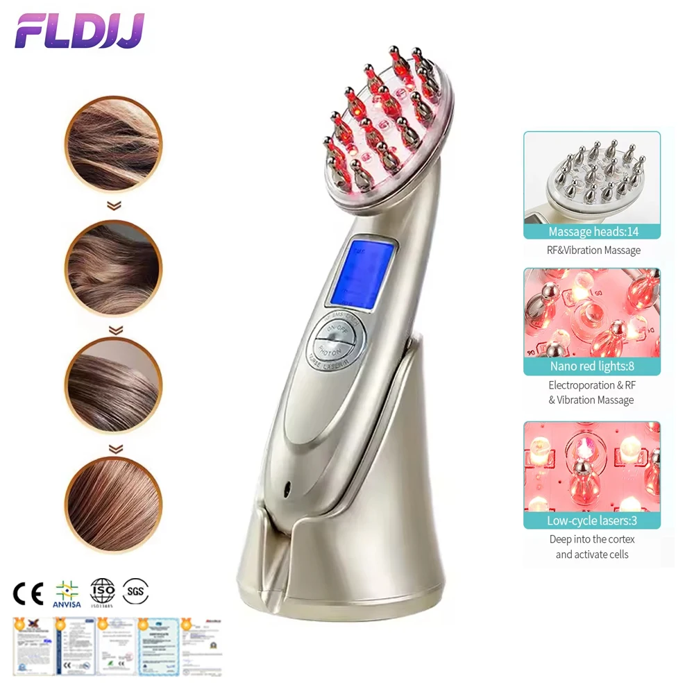 

Электрическая лазерная расческа для роста волос: инфракрасный и RF-излучение, красный свет, EMS-вибрация, массажер для ухода за волосами, стимуляции роста и предотвращения выпадения