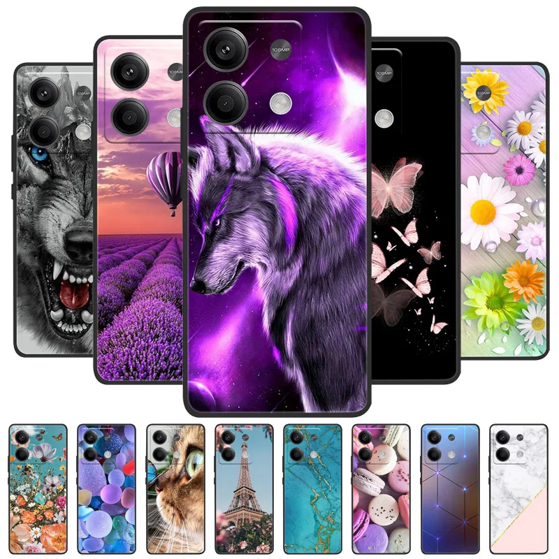 For Xiaomi Redmi Note 13 Pro 4G Case TPU Soft Painted for Redmi Note 13Pro 4G Global Silicone Cover Cute Cat Fundas Protective