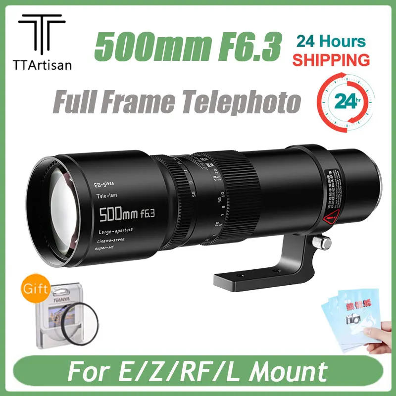 TTArtisan 500mm F6.3 Full Frame Telephoto Lens Manual Focus Len For Sony FE Canon RF Nikon Z Panasonic/Leica/Sima L Mount Camera